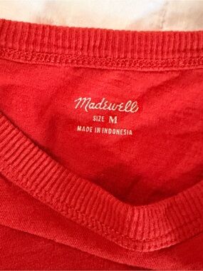 Madewell Vibrant Red V-Neck Tee